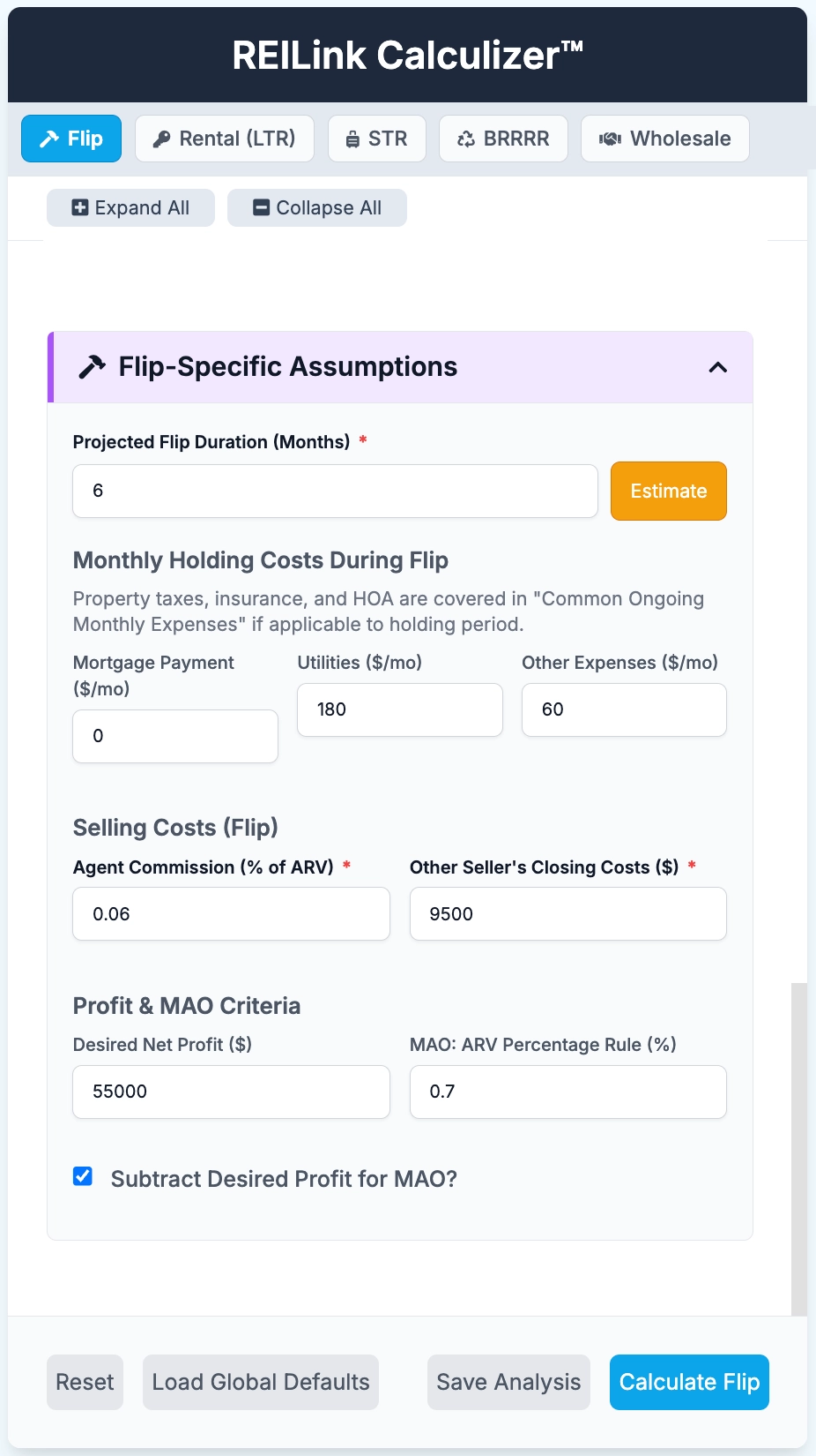 Flip Calculizer Interface