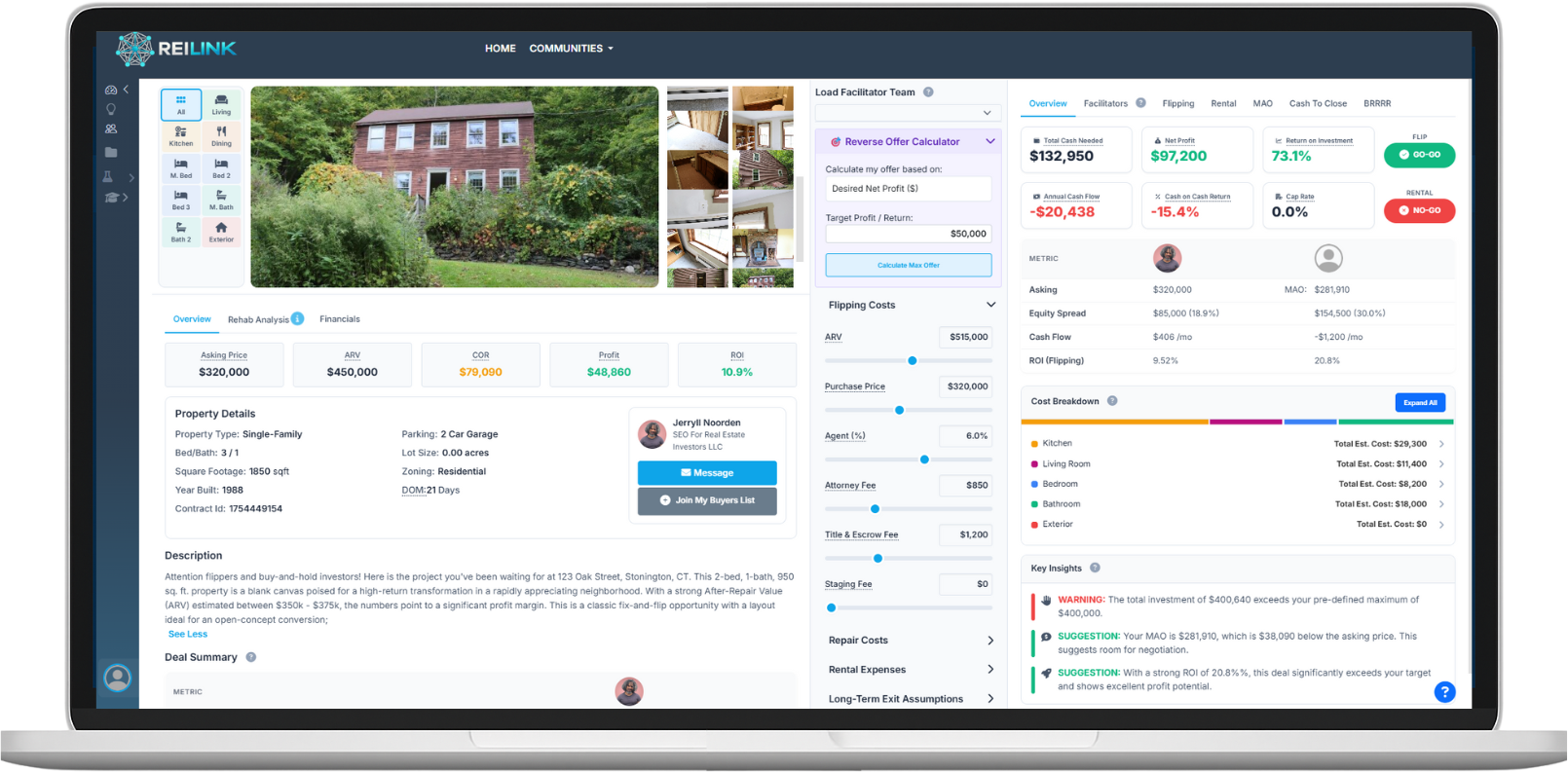 An impressive showcase of the REILink platform's user interface.